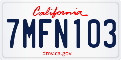 CA license plate 7MFN103