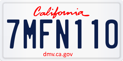 CA license plate 7MFN110
