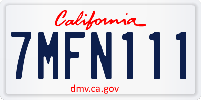 CA license plate 7MFN111