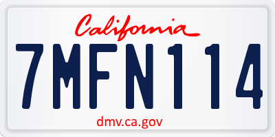 CA license plate 7MFN114