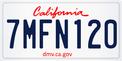 CA license plate 7MFN120
