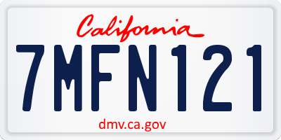 CA license plate 7MFN121