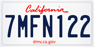 CA license plate 7MFN122