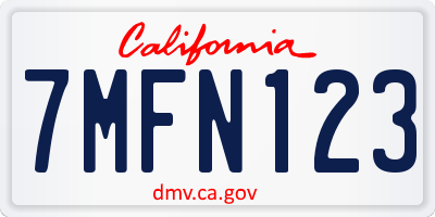 CA license plate 7MFN123