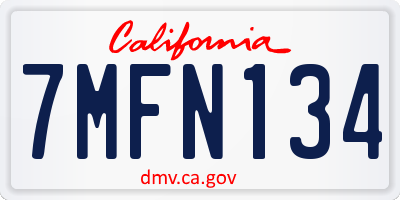CA license plate 7MFN134