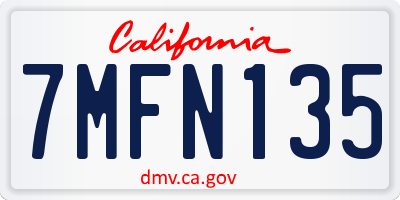 CA license plate 7MFN135