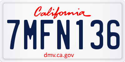 CA license plate 7MFN136