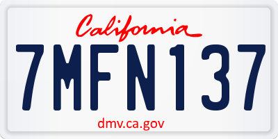 CA license plate 7MFN137