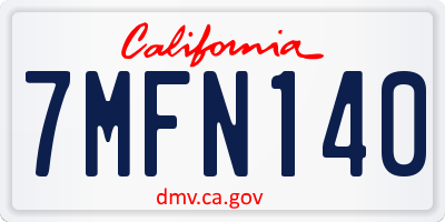 CA license plate 7MFN140