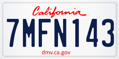 CA license plate 7MFN143
