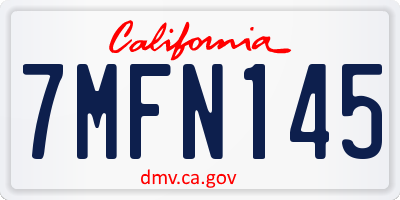 CA license plate 7MFN145
