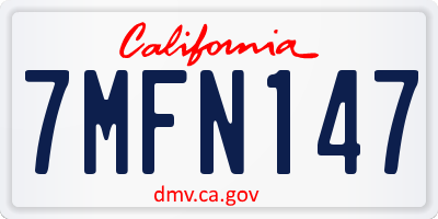 CA license plate 7MFN147