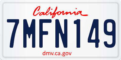 CA license plate 7MFN149