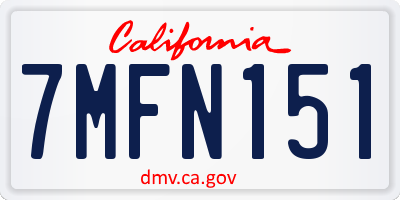 CA license plate 7MFN151