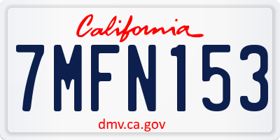 CA license plate 7MFN153