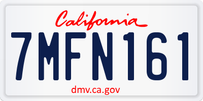 CA license plate 7MFN161