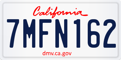 CA license plate 7MFN162