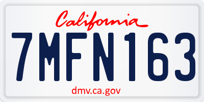 CA license plate 7MFN163