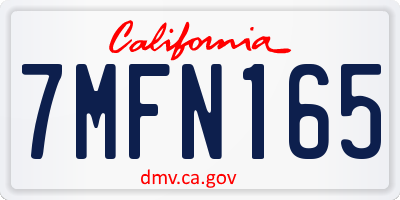 CA license plate 7MFN165