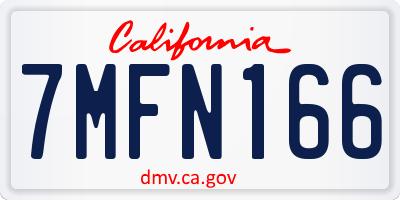 CA license plate 7MFN166