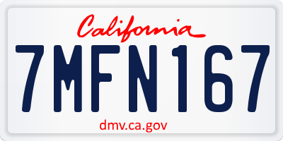 CA license plate 7MFN167