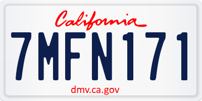 CA license plate 7MFN171