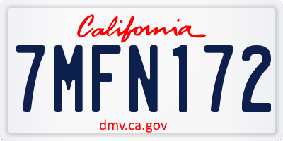 CA license plate 7MFN172