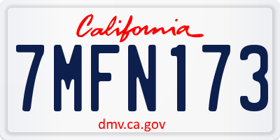 CA license plate 7MFN173