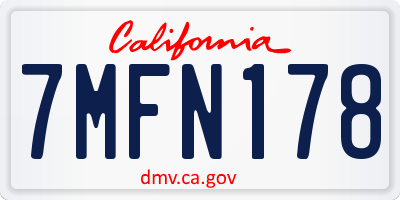 CA license plate 7MFN178