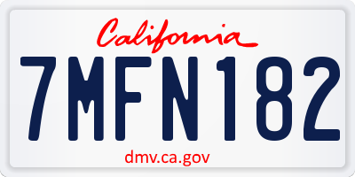 CA license plate 7MFN182