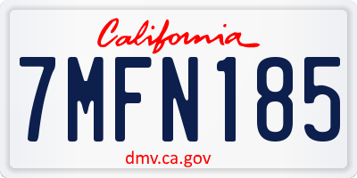 CA license plate 7MFN185