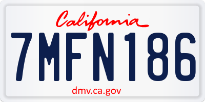 CA license plate 7MFN186