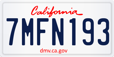 CA license plate 7MFN193