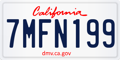 CA license plate 7MFN199
