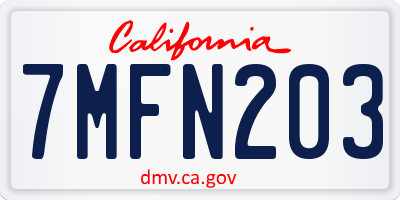 CA license plate 7MFN203