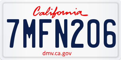 CA license plate 7MFN206