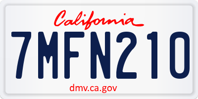 CA license plate 7MFN210