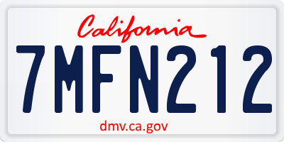 CA license plate 7MFN212