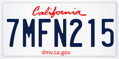 CA license plate 7MFN215