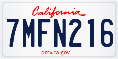 CA license plate 7MFN216