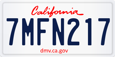 CA license plate 7MFN217