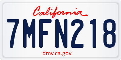 CA license plate 7MFN218