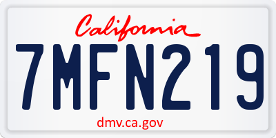 CA license plate 7MFN219