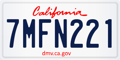 CA license plate 7MFN221