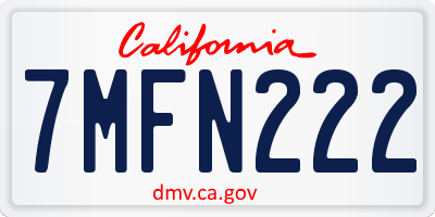 CA license plate 7MFN222
