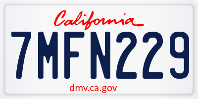 CA license plate 7MFN229