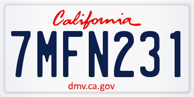 CA license plate 7MFN231
