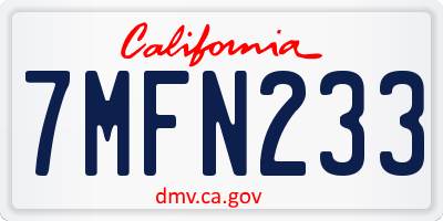 CA license plate 7MFN233