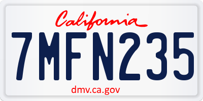 CA license plate 7MFN235