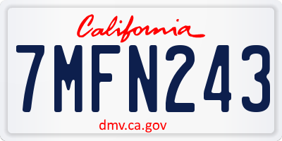 CA license plate 7MFN243